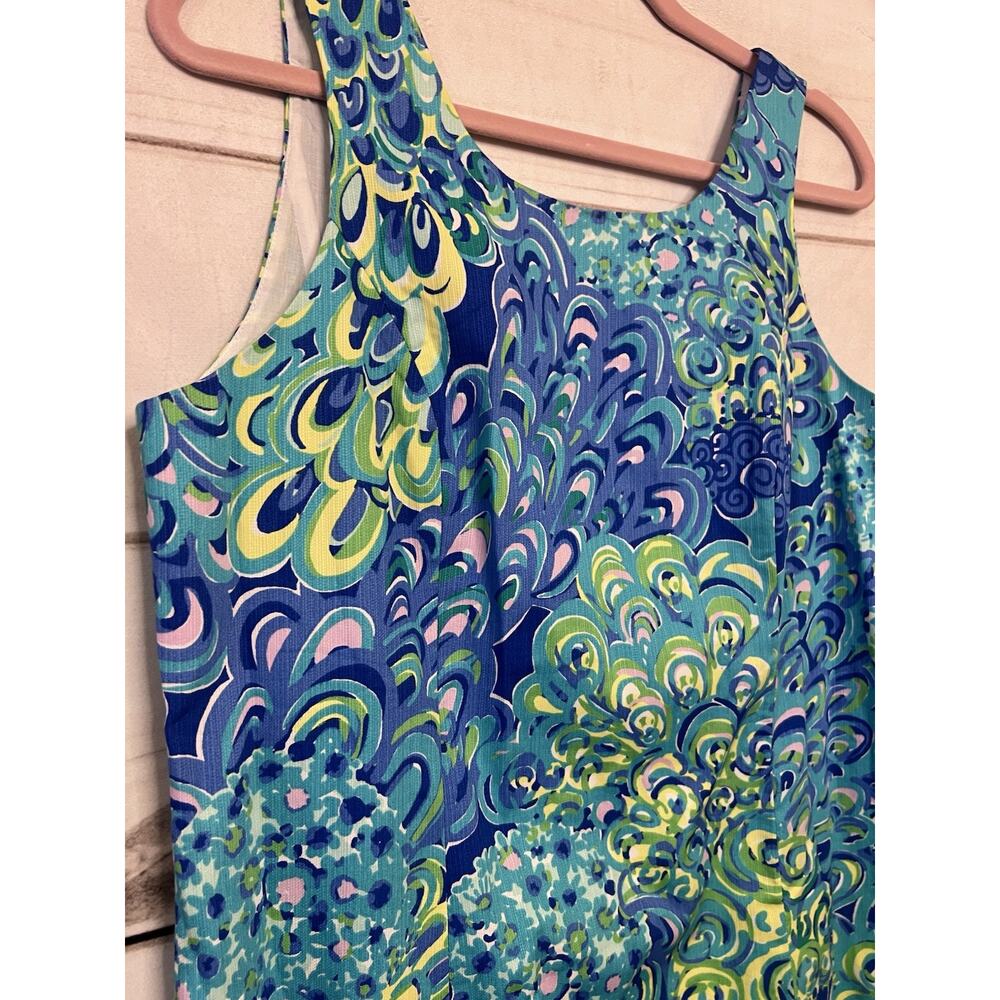 Lilly Pulitzer Blue, Aqua & Lime Print Sleeveless Shift Dress - Picture 2 of 6